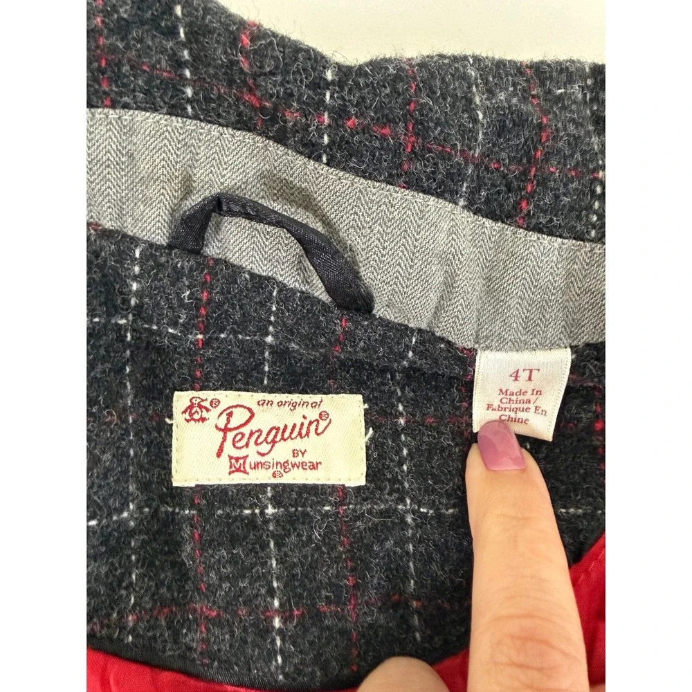Original Penguin‎ Wool Coat Toddler 4T Plaid Lined Gray Church Dress